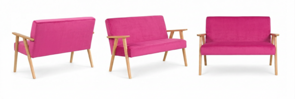 Sofa w stylu PRL retro kanapa vintage różowy fuksja Soler Family Meble — widoki produktu