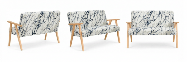 Sofa w stylu PRL retro kanapa vintage welur biały print Soler Family Meble — widoki produktu