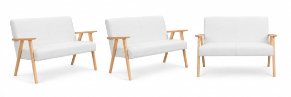 Sofa w stylu PRL retro kanapa vintage ekoskóra biały Soler Family Meble — widoki produktu