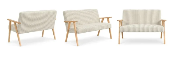 Sofa w stylu PRL retro kanapa vintage sztruks beż Soler Family Meble — widoki produktu