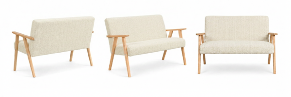 Sofa w stylu PRL retro kanapa vintage szenil welur beż Soler Family Meble — widoki produktu