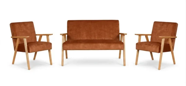 Zestaw wypoczynkowy sofa 2-os 2 fotele retro vintage salonu Soler Family — widoki produktu