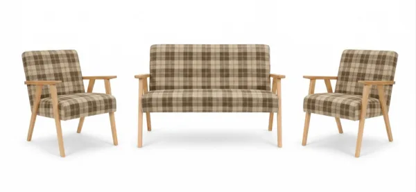 Zestaw wypoczynkowy sofa 2-os 2 fotele pleciona brąz Soler Family Meble — widoki produktu