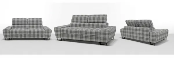 Kanapa sofa rozkładana f spania reg zagłówek pleciona szary Savio 2 Fam — widoki produktu
