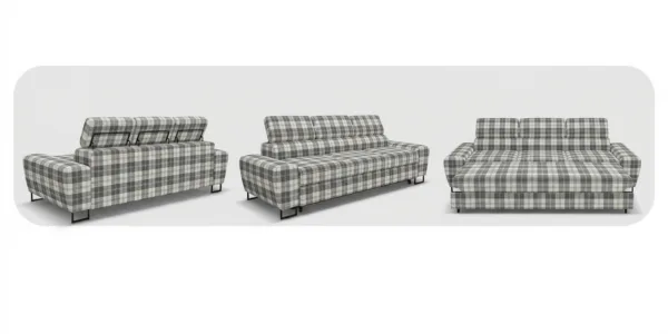Kanapa sofa rozkładana f spania reg zagłówek pleciona czarny biały Savio 3 — widoki produktu