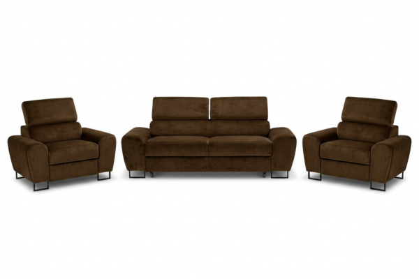 Zestaw wypoczynkowy sofa kanapa 2 fotele brązowy salonu Savio Family Meble — widoki produktu