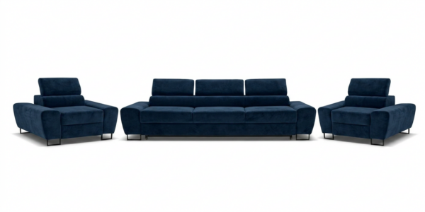 Zestaw wypoczynkowy sofa 3 kanapa fotele niebieski Savio Family Meble — widoki produktu