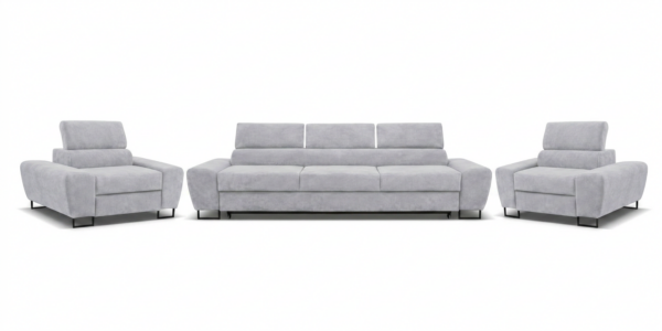 Zestaw wypoczynkowy sofa 3 kanapa fotele szary welur Savio Family Meble — widoki produktu