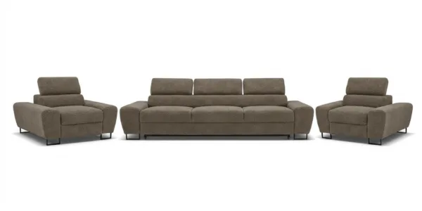 Zestaw wypoczynkowy sofa 3 kanapa fotele brąz boucla Savio Family Meble — widoki produktu