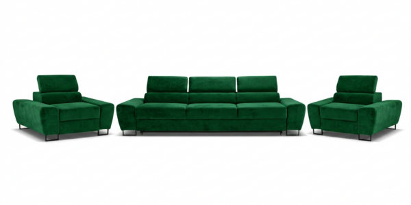 Zestaw wypoczynkowy sofa 3 kanapa fotele zielony welur Savio Family Meble — widoki produktu