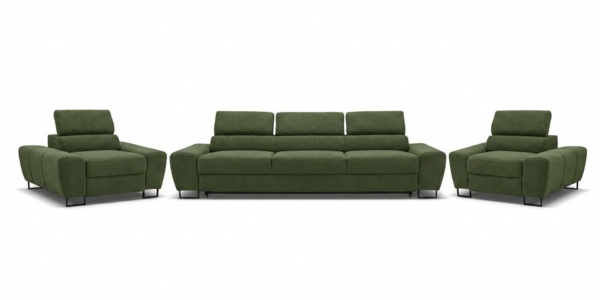 Zestaw wypoczynkowy sofa 3 kanapa fotele zielony boucla Savio Family Meble — widoki produktu