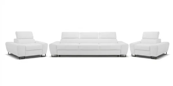 Zestaw wypoczynkowy sofa 3 kanapa fotele biały ekoskóra Savio Family Meble — widoki produktu