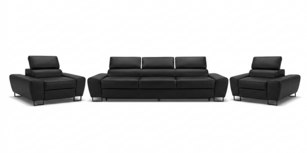 Zestaw wypoczynkowy sofa 3 kanapa fotele czarny ekoskóra Savio Family Meble — widoki produktu