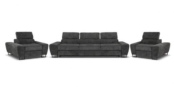 Zestaw wypoczynkowy sofa 3 kanapa fotele czarny sztruks Savio Family Meble — widoki produktu