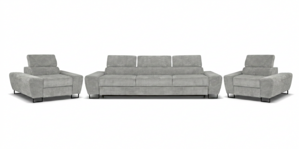 Zestaw wypoczynkowy sofa 3 kanapa fotele szary sztruks Savio Family Meble — widoki produktu