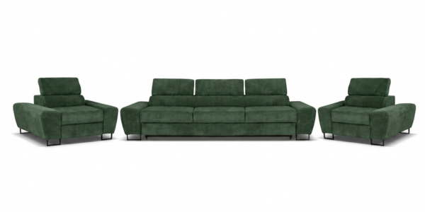Zestaw wypoczynkowy sofa 3 kanapa fotele zielony sztruks Savio Family Meble — widoki produktu