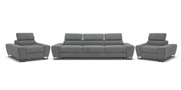 Zestaw wypoczynkowy sofa 3 kanapa fotele szary sztruks Savio Family Meble — widoki produktu