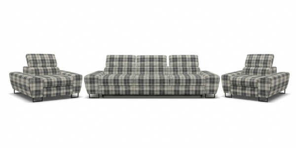 Zestaw wypoczynkowy sofa 3 kanapa fotele czarny biały Savio Family Meble — widoki produktu