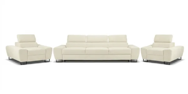 Zestaw wypoczynkowy sofa 3 kanapa fotele beż welur szenil Savio Family Meb — widoki produktu