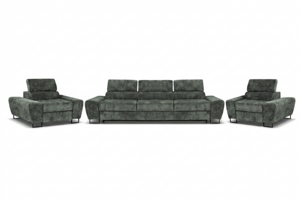 Zestaw wypoczynkowy sofa 3 kanapa fotele szary szenil Savio Family Meble — widoki produktu