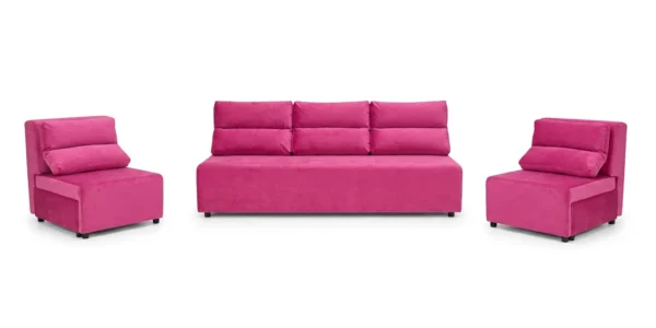Zestaw wypoczynkowy sofa 3 kanapa fotele różowyfuksja  KIMO Family Meble — widoki produktu