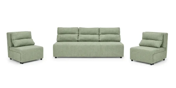 Zestaw wypoczynkowy sofa 3 kanapa fotele miętowy boucla KIMO Family Meble — widoki produktu