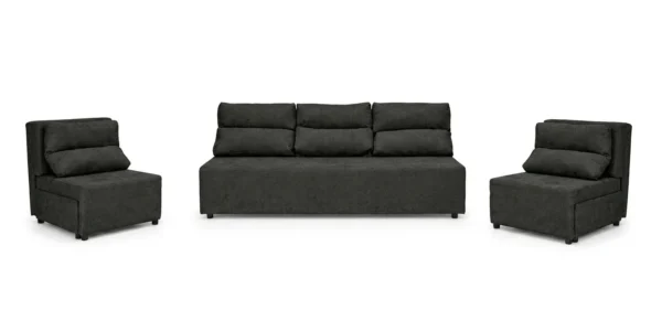 Zestaw wypoczynkowy sofa 3 kanapa fotele czarny szary KIMO Family Meble — widoki produktu