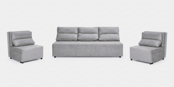Zestaw wypoczynkowy sofa 3 kanapa fotele szary welur Kimo Family Meble — widoki produktu