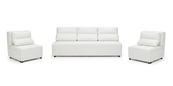 Zestaw wypoczynkowy sofa 3 kanapa fotele biały ekoskóra Kimo Family Meble — widoki produktu