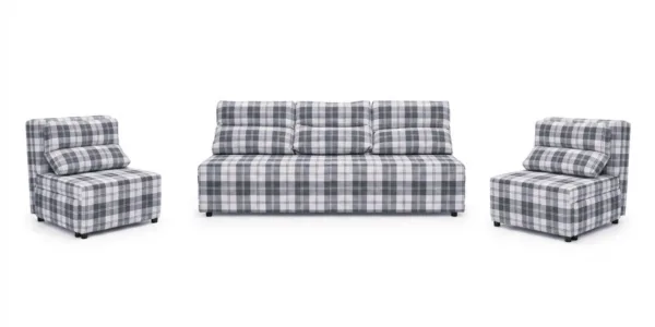 Zestaw wypoczynkowy sofa 3 kanapa fotele czarny biały Kimo Family Meble — widoki produktu