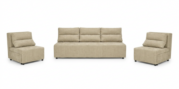 Zestaw wypoczynkowy sofa 3 kanapa fotele beżowy szenil Kimo Family Meble — widoki produktu