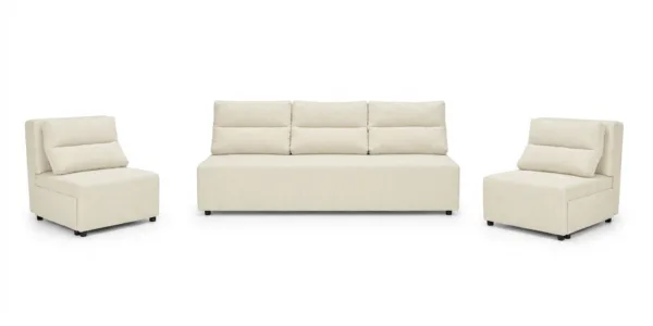 Zestaw wypoczynkowy sofa 3 kanapa fotele beż szenil do salonu KIMO Family — widoki produktu