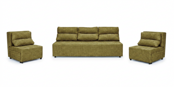 Zestaw wypoczynkowy sofa 3 kanapa fotele zielony szenil KIMO Family Meble — widoki produktu