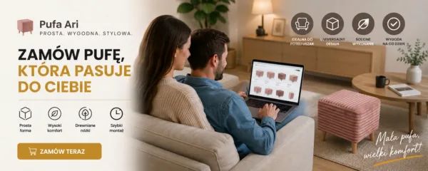 Pufa podnóżek siedzisko kostka sztruks róż tapicerowana Ari Family Meble — widoki produktu