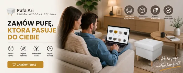 Pufa otwierana podnóżek pojemnik siedzisko ekoskóra biała salonu Ari Family — widoki produktu