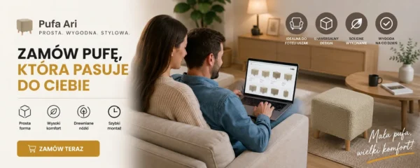 Pufa otwierana podnóżek pojemnik siedzisko beż boucla Komo Family Meble — widoki produktu