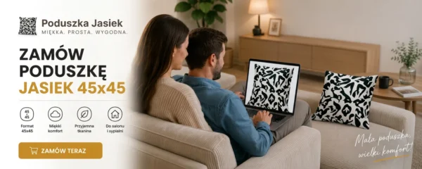 Poduszka dekoracyjna jasiek 45 x 45 poszewka czarno biały Family Meble — widoki produktu