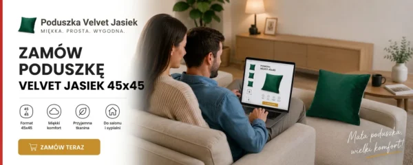 Poduszka dekoracyjna jasiek 45 x 45 poszewka zielony welur Family Meble — widoki produktu