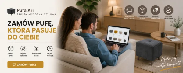 Pufa podnóżek siedzisko kostka szary welur tapicerowana do salonu FAMI — widoki produktu