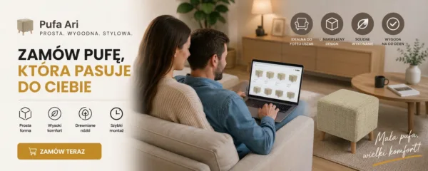 Pufa podnóżek siedzisko kostka beżowy szenil tapicerowana do salonu Fami — widoki produktu