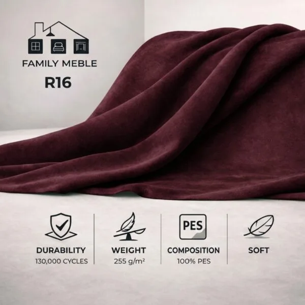 Fotel uszak skandynawski bordowy kryształy glamour welwet Gaja Family Meble — tkanina