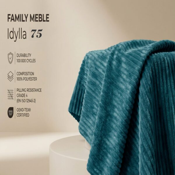 Wersalka rozkładana f spania pojemnik welurowa niebieska IDYLLA Family Mebl — tkanina