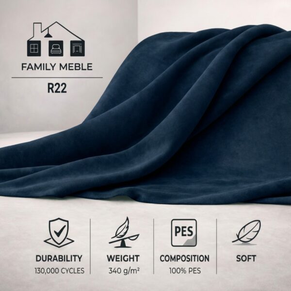 Kanapa sofa rozkładana f spania reg zagłówek welur niebieski Savio 2 os — tkanina
