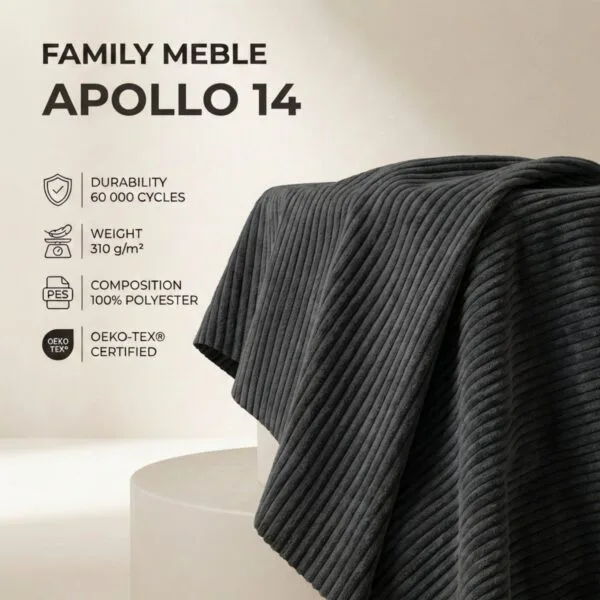 Zestaw wypoczynkowy sofa 3 kanapa fotele czarny sztruks Kimo Family Meble — tkanina