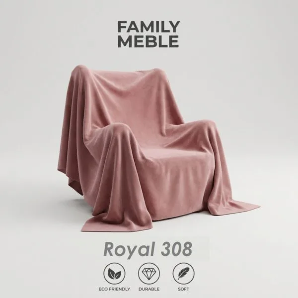 Fotele uszaki skandynawskie pudrowy róż podnóżkiem welur Diana Family Meble — tkanina