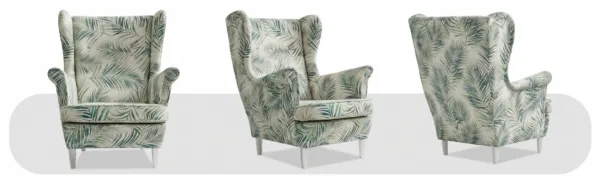 Fotel uszak skandynawski palmy beżowe design style trop Print Family Meble — widoki produktu