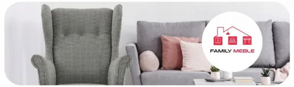 Family Meble — Fotel uszak skandynawski bujany płozach pepita wygodna Design Family Meble