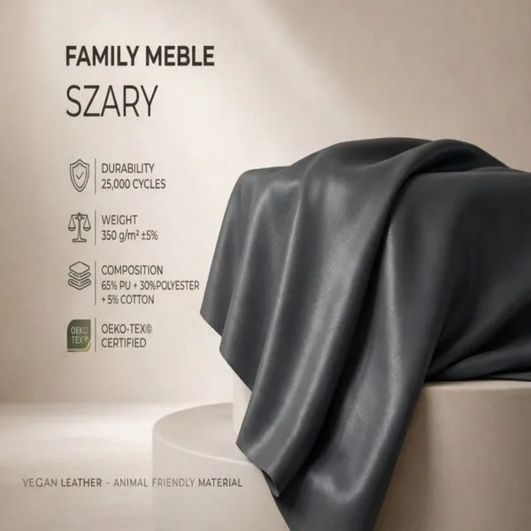 Poduszka dekoracyjna jasiek 45 x 45 poszewka szary ekoskóra Family Meble — tkanina