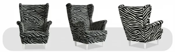 Fotel uszak skandynawski czarno biały zebra Design Ari Print Family Meble — widoki produktu