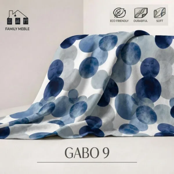 Fotel uszak skandynawski niebieski wzór groszki Glamour Design Family Meble — tkanina
